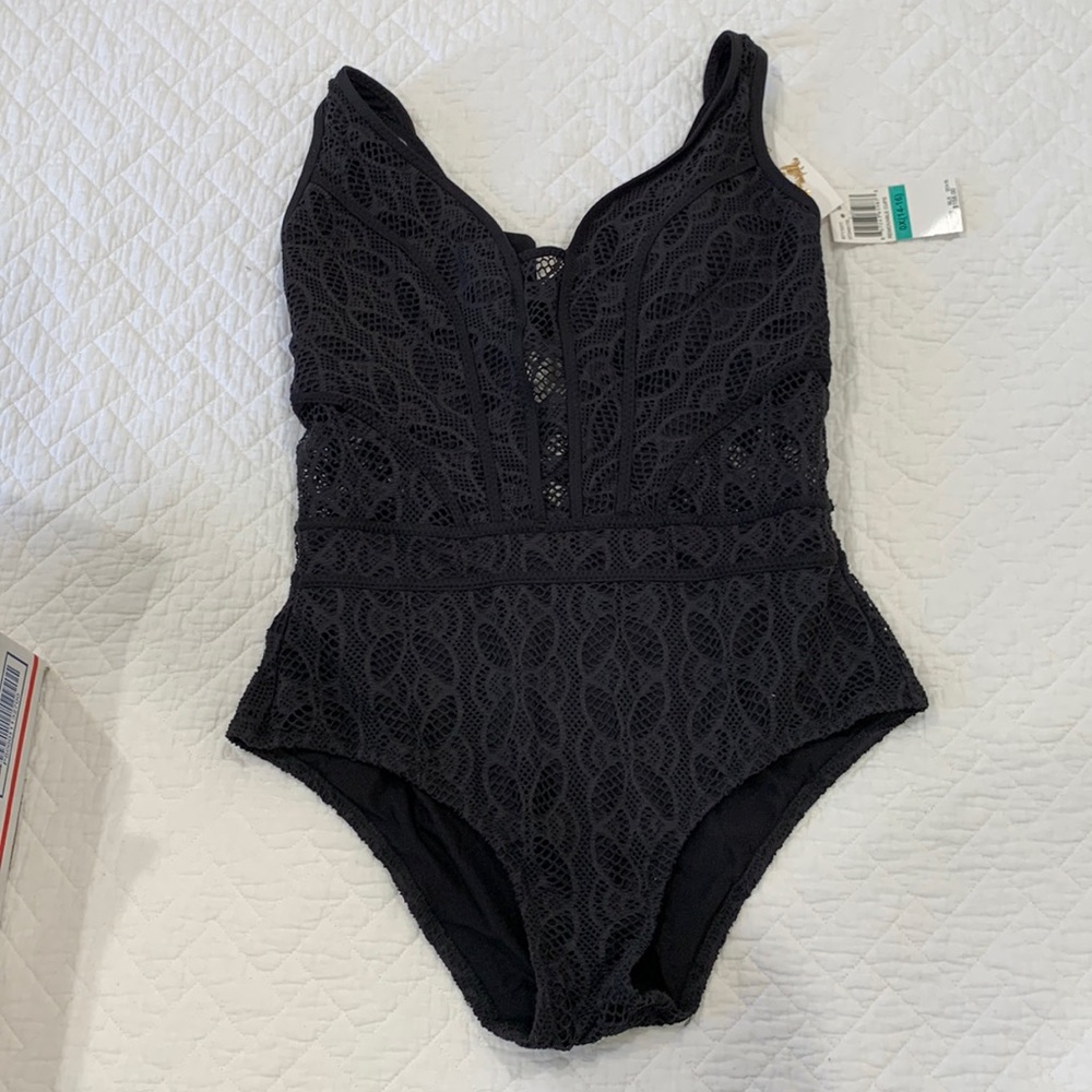 Becca by Rebecca Virtue black lace one piece bathing suit / swimsuit 🔥